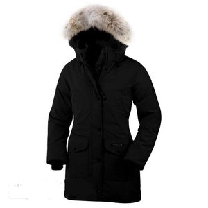 Inverno Canada Parka Spessore Donna Designer Piumino Femme Cintura Inverno Donna Abito Piumino Cappotto in vera pelliccia di procione Colletto staccabile Parka Doudoune