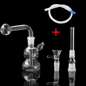 10mm glaskahoka 14mm två användning rökning rör mini bong rök shisha diposable glasrör olja brännare tobakskål tillbehör askfångare percolater bubbler ny typ