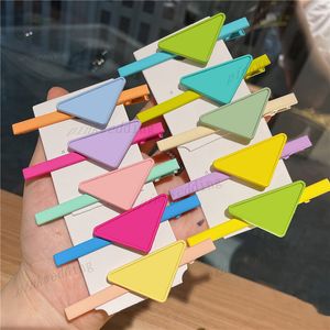 Triangular Pattern Hairpin Letter Frosted Barrettes Casual Cute Colorful Hair Clip For Women Creative Contrast Color Barrette