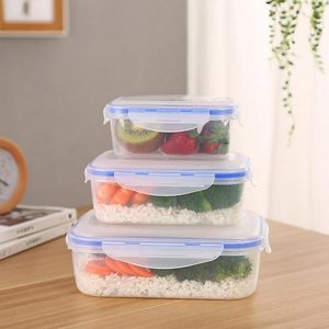 Storage Bottles & Jars Food Bento Box Microwavable Crisper Transparent Fruit Vegetable Fresh Keeping Sealed Lunch Kitchen Container