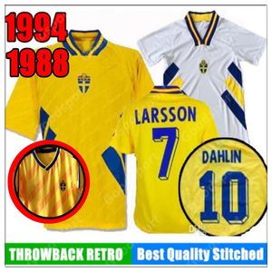 RETRO 1994 1988 Suécia camisa de futebol 94 DAHLIN BROLIN SCHWARZ MILD LIMPAR ANDERSSON LARSSON INGESSON Camisas de futebol clássicas calcio IBRAHIMOVIC 10 BERG SVENSSON 20