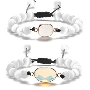 Vrouwen charme kat oog kralen armband ovale drop type hanger gevlochten armbanden paar hoge kwaliteit verstelbare armbanden sieraden cadeau