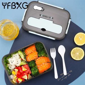 Japoński Lunch Box Dla Dzieci School Bento Box Z Przedziałami Kuchni Mikrofalowa Plastikowa Przechowywanie Pojemnik Piknik Camping Food Taper 211108