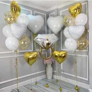 Party Dekoration 1 set Hochzeitsfolie Ballons Set Braut Dusche Hintergrund Dekore liefert Herz Gold Konfetti Clear Latex Globos