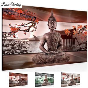 Manolya Buddha Zen Paintin Tam Yuvarlak Elmas Nakış 5D DIY Elmas Mozaik Kare Çin Fengshui Boyama F303