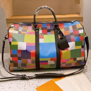 Borse da viaggio di grande volume a quadri colorati borse di design di lusso borse da uomo borsoni da viaggio da donna tasca grande