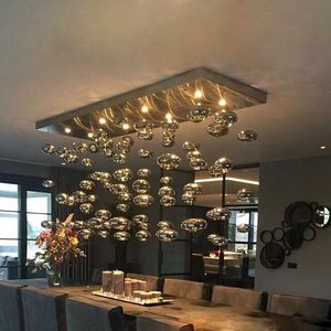 Modern LED Chandelier Lighting Chrome Bubble Pendant Lamps Lustre Loft Dining Room Table Top Ball Chandeliers Customized Luminaire