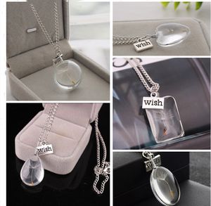 Dandelion Seed Pendant Necklace Wish Jewelry double sided crystal patch jewelrys Inspired Gift for Women Girls