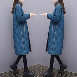 Plus Size Quente Mulher Casaco de Inverno Parkas Magro Algodão Acolchoado Basic Jaqueta Feminino Casual Longo Outwear Feminina 210923