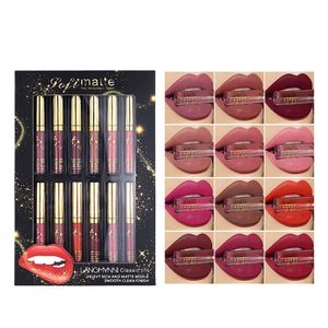 Langmanni 12pcs/Set Matt Lip Gloss Set Flüssiger Lippenstift wasserdichte lang anhaltende feuchtigkeitsspendende Lippenstift -Kosmetik Lippentönung Set