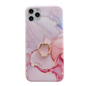 Marble IMD Soft TPU Forsted Matte Ring Holder Phone Cases for iPhone 13 12 11 Pro Max XR XS X 8 7 Plus