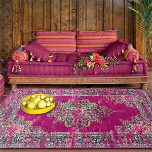 Звезда Персидский этнический стиль ковер фиолетовый для гостиной старинные девушки спальня Богемия геометрический коврик коврик коридор 220301