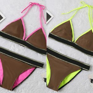 Moda Verão Swimwear Sexy Letter Swimsuit Venda Quente Mulheres Backless Bikinis Bathing Suit Two-Peça Triângulo Terno De Beachwear