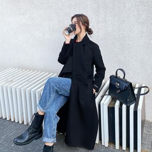 Blends de lã feminina Dupla overcoat longo coreano 2021 outono e inverno albaca cashmere casaco1