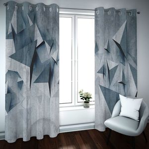 2021 Personalizar Cortina Blackout 3D Estereoscópico Sala de estar Quarto Cortina Geometria Creative Drapes para Janela