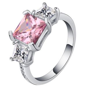 Fedi nuziali UFOORO All'ingrosso Adatto per ogni occasione Moda Rosa Bianco CZ Anello colore argento Taglia 6 7 8 9 10 Donna Jewerly