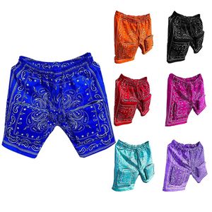 Blue Paisley Jacquard Shorts Men Hip Hop Summer Streetwear Shorts Shorts Bandann