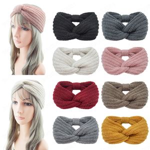 Knitted Knot Cross Woolen Fascia per le donne Autunno Inverno Inverno Accessori per capelli Dual-Uso Capelli Headwear Elastic Knit Hairband