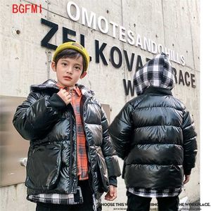 4-13 anni Griglia di moda per bambini Giacca in cotone per ragazzo Parka caldo Addensare Capispalla Abbigliamento invernale Filo di seta Tuta da neve Falso due 211203