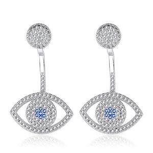 Orecchini a lobo blu malocchio per donne Ragazze Design alla moda Cristallo Strass Dichiarazione Goccia Ciondola Ottone ghiacciato Oro rosa Argento Gioielli per feste di nozze Regali