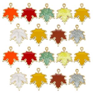 20 Stück klassische mehrfarbige Emaille-Ahornblatt-Legierung, Öltropfen-Charms-Anhänger für die Schmuckherstellung, Halsketten, Ohrringe, Schlüsselanhänger, DIY-Bastelbedarf