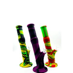 2 styles Silicone Bongs Hookahs Printing water pipe oil smoking heady beaker Dab Rigs Percolators Perc bong