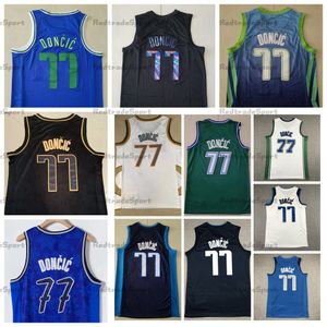 2022 Mens Luka Doncic Basketball Jerseys # 77 Green Vintage City White Blue Stitched Shirts S-XXL