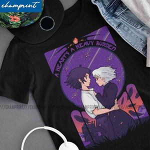 Przeprowadzka Castle Howl Heart's Heavy Ciężar T Shirt męskie Wypoczynek Koszulki Ghibli Miyazaki Anime Tees Gift Idea Odzież G1222