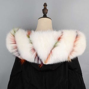 Dankeyisi Winter Warm Real Fox Fur Collar for Parkas Coats Natural Raccoon Scarf Women Large Fur Scarves Female Male Jackets H0923