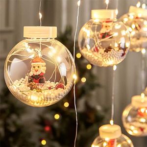 Stringa di luce per tende a LED Palla di Natale Decorazioni per l'albero di Natale di Babbo Natale per la casa Ornamenti di Natale Anno regalo Navidad Noel 211104