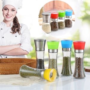 Hem Rostfritt Stål Manual Salt Peppar Mill Grinder Krekningsflaska Grinders Glass Kitchen Accessaries Tool Premium Salts Grinderzc579