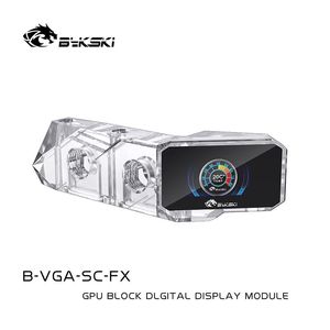 Fans & Coolings BYKSKI B-VGA-SC-FX,Vertical GPU Water Block Mount Thermometer,Temperature Display LCD Screen Component,Black,Transparent G1/