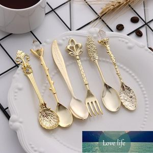 6PCS/Set Vintage Royal Style Metal Spoons Forks DIY Carved Fork Table Spoon Antique Spoons Coffee Spoon Dessert Fork1 Factory price expert design Quality Latest