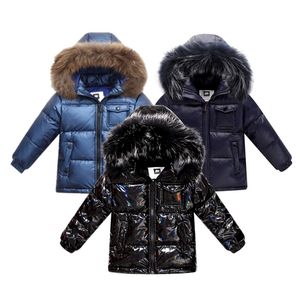 Unisex Winter Coat Down Kurtka dla chłopców Odzież 2-14 y Odzież dziecięca Zagęścić płaszcze wierzchniej z Natura Fur Parka Kids 211203