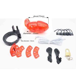 NXY SM Bondage Electro Shock Male Chastity Device Cock Cage med justerbar manschettring Vuxen Lås Bälte Urethra Sexleksaker 1126