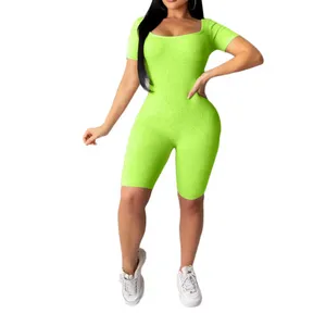 Women's Jumpsuits & Rompers Women Summer Bodysuits O-Neck Sexy Back Cross Fashion Night Club Wear Slim One Piece Outfits