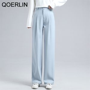 Drape Palazzo Pant Kvinnor Elegant Office Suit Pants Spring Summer Elastic Waist Wide Ben Slant Pocket Long Trouser Ladies 210601