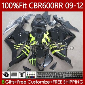 Тело для инъекций формы для Honda CBR600 CBR 600 RR CC F5 CBR600RR 09 RR CC F5 CBR600RR 09 10 11 12 CUDEWORK 69NO.49 CBR 600F5 600RR черный зеленый CBR-600 2009 2011 2011 2012 600CC 09-12 OEM FACKING