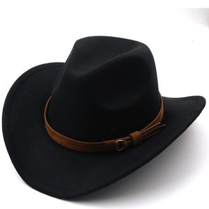 Chapéu de cowboy ocidental para homens mulheres feltro chapéus homens fedora chapéu fedora mulher homem jazz pain gorro fêmea macho vintage top caps primavera outono inverno