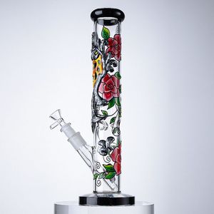 Narghilè unici da 14 pollici Bong in vetro da 18 mm con giunzione femminile 5 mm di spessore con tubi dell'acqua della ciotola Tubo dritto Oil Dab Rigs