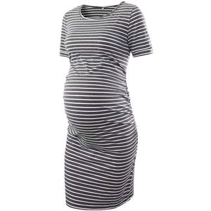 Maternity Dresses Women's Side Ruched Clothes Bodycon Dress Mama Casual Short Sleeve Wrap Womens Clothing Plus Size 1555 B3