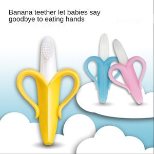 Çocuk muz teether molar sopa ısırıkları gıda sınıfı silikon meyve diş kaşıyıcı bebek eğitimi diş fırçası