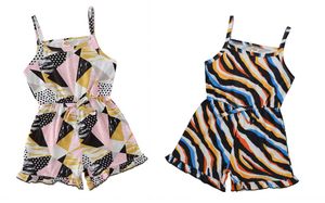여자 얼룩말 중괄호 jumpsuits 여름 2021 최신 키즈 부티크 의류 1-6t 작은 Gilrs 민소매 패션 바디 슈트