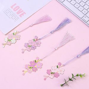 Marcador Kawaii Cereja Blossoms Bonito Pingente Tassel Arte Cobre Arte Requintado Mark Página Pasta Escritório Escola Suprimentos Papelaria