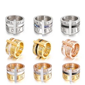 CZ Zirkon Strass Ringe Für Frauen Männer Edelstahl Gold Römischen Ziffern Finger Femme Hochzeit Verlobung Ringe Schmuck