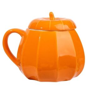 1 pc criativo forma de abóbora cerâmica leite copo de água de halloween para escritório em casa (laranja) Y201015