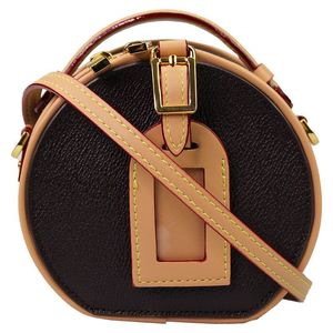 M43514 Högkvalitativ, damer rundväskor mm pm handväska handväska Originalkohud Trim Canvas Hatbox Designer Axelväska Crossbody Messenger