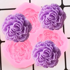 Peônia flor silicone moldes casamento cupcake topper fondant bolo de decoração ferramentas sabão resina argila doces chocolate gumpaste moldes