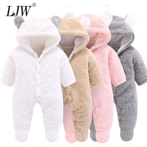 girl outfit Autumn Winter Infant Clothing Thick Fluff Rompers For Girls Jumpsuit Newborn Baby Boys Clothes 210309