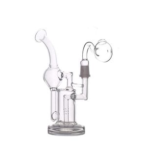 Narghilè Bicchiere di vetro Bong Recycler Dab Rig Pipa ad acqua per fumatori Tornado Cyclone Recyclers Giunto da 8 pollici 14mm Con tubo per bruciatore a nafta in vetro